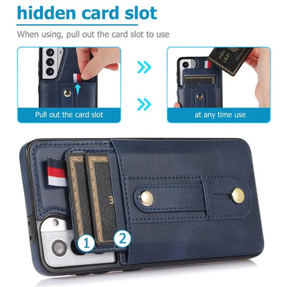 For Samsung Galaxy S21+ 5G Cell Phone Case Retro PU Leather+TPU Cover with Hidden Card Holder