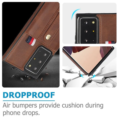 For Samsung Galaxy Note20 Ultra 5G / Note20 Ultra Cell Phone Case Anti-drop Kickstand Cover with Card Holder