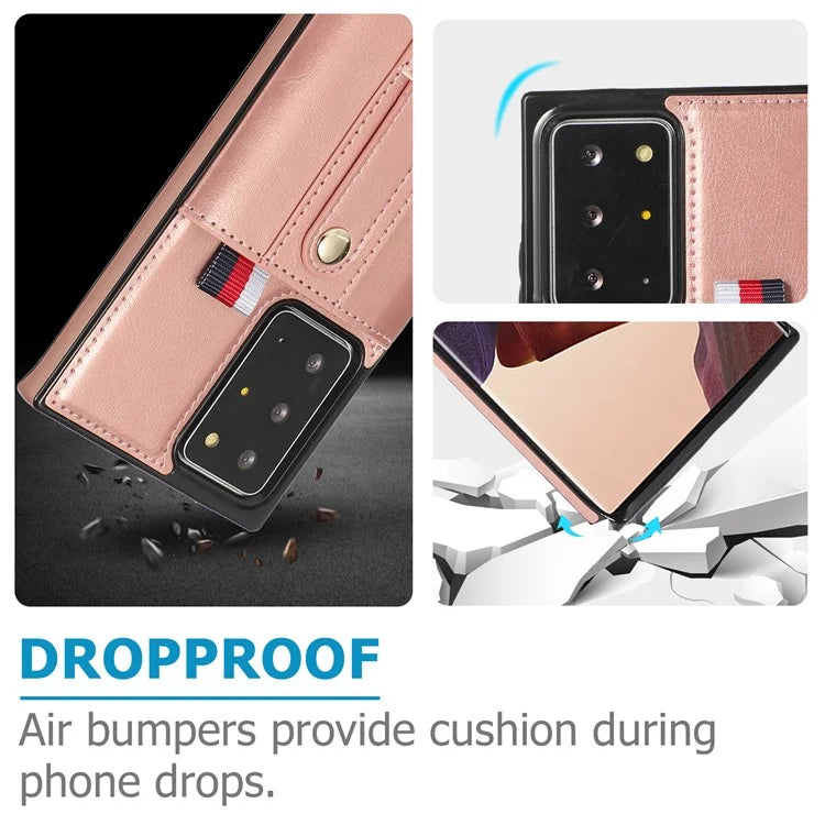 For Samsung Galaxy Note20 Ultra 5G / Note20 Ultra Cell Phone Case Anti-drop Kickstand Cover with Card Holder