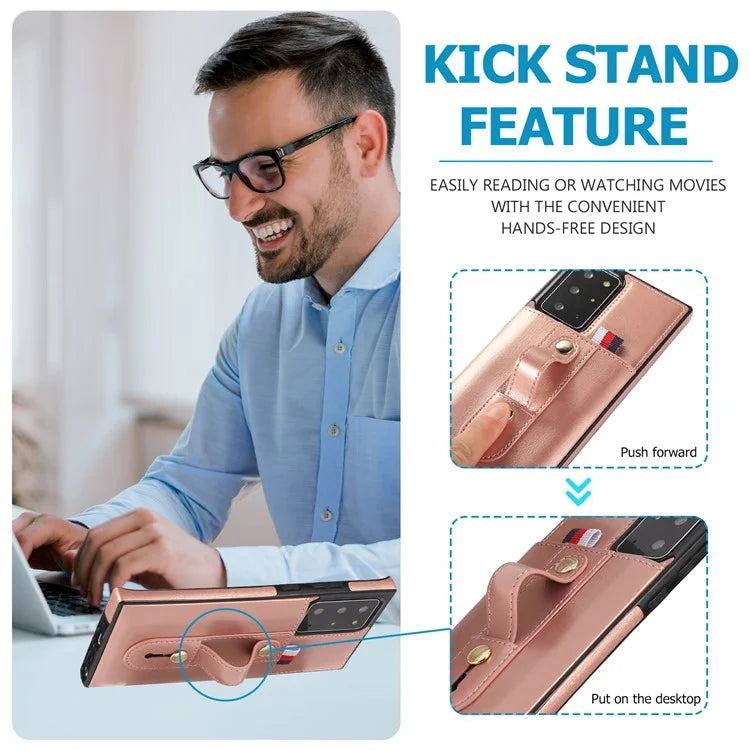 For Samsung Galaxy Note20 Ultra 5G / Note20 Ultra Cell Phone Case Anti-drop Kickstand Cover with Card Holder