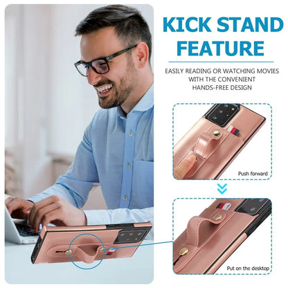 For Samsung Galaxy Note20 Ultra 5G / Note20 Ultra Cell Phone Case Anti-drop Kickstand Cover with Card Holder