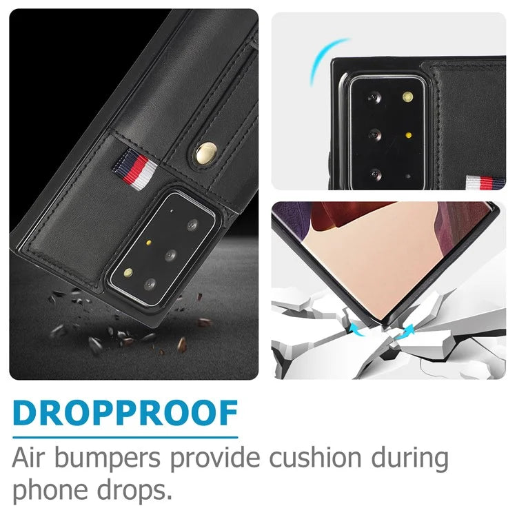 For Samsung Galaxy Note20 Ultra 5G / Note20 Ultra Cell Phone Case Anti-drop Kickstand Cover with Card Holder
