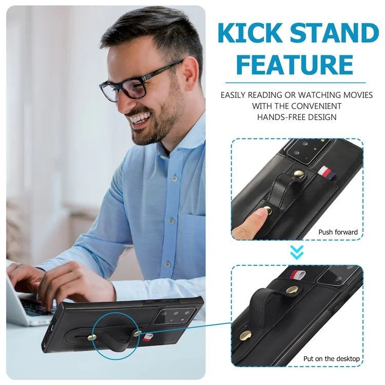 For Samsung Galaxy Note20 Ultra 5G / Note20 Ultra Cell Phone Case Anti-drop Kickstand Cover with Card Holder