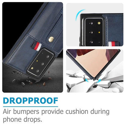 For Samsung Galaxy Note20 Ultra 5G / Note20 Ultra Cell Phone Case Anti-drop Kickstand Cover with Card Holder