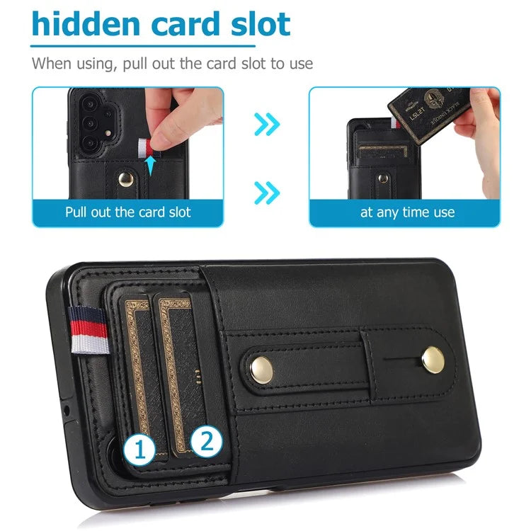For Samsung Galaxy A53 5G Cell Phone Case PU Leather+TPU Back Cover with Hidden Card Holder