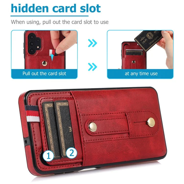 For Samsung Galaxy A53 5G Cell Phone Case PU Leather+TPU Back Cover with Hidden Card Holder