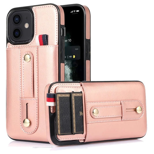 For iPhone 12 mini 5.4 inch Case Hidden Card Holder Shockproof PU Leather Coated TPU Phone Cover