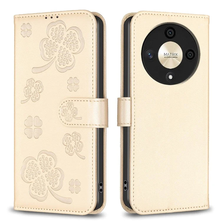 For Honor X9b 5G / Magic6 Lite 5G Case Wallet Leather Case Imprinted Clover Pattern