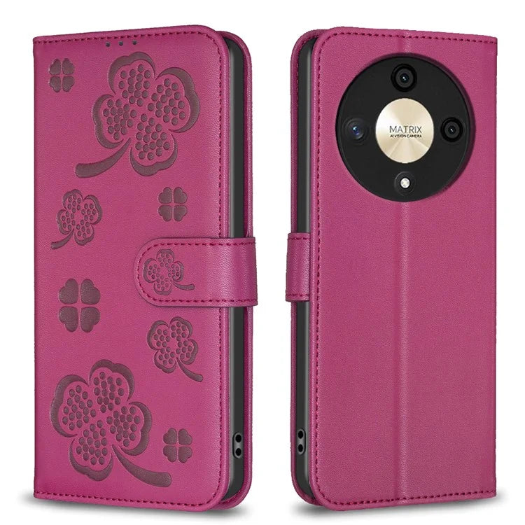 For Honor X9b 5G / Magic6 Lite 5G Case Wallet Leather Case Imprinted Clover Pattern