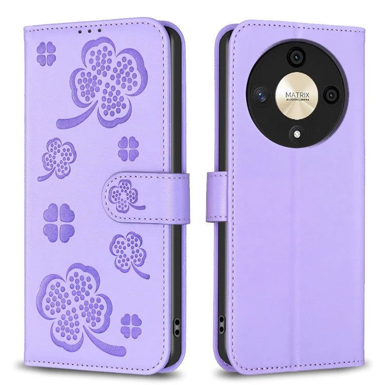 For Honor X9b 5G / Magic6 Lite 5G Case Wallet Leather Case Imprinted Clover Pattern