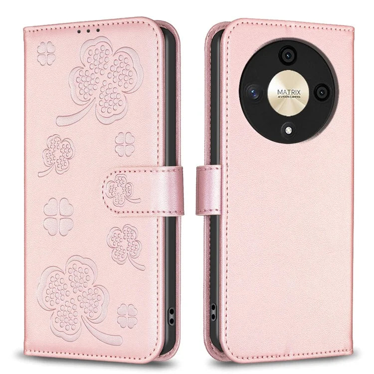 For Honor X9b 5G / Magic6 Lite 5G Case Wallet Leather Case Imprinted Clover Pattern
