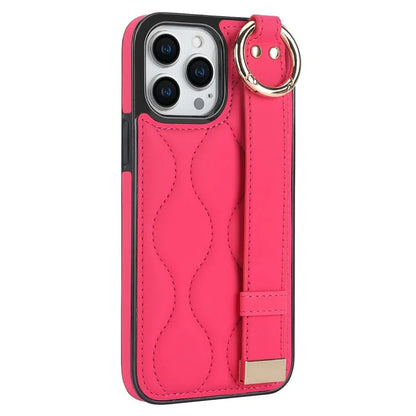 For iPhone 13 Pro Max Kickstand Case Wave Pattern PU+TPU Anti-Drop Phone Case