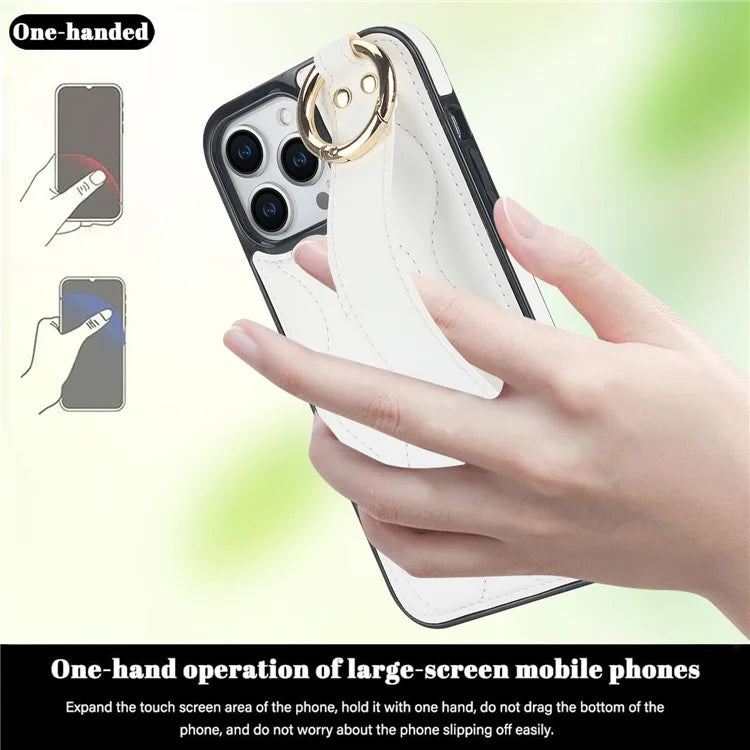 For iPhone 14 Pro PU+TPU Case Wave Pattern Shockproof Kickstand Phone Case