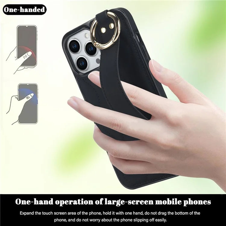 For iPhone 13 Pro Kickstand Case Wave Pattern Anti-Drop PU+TPU Phone Protector