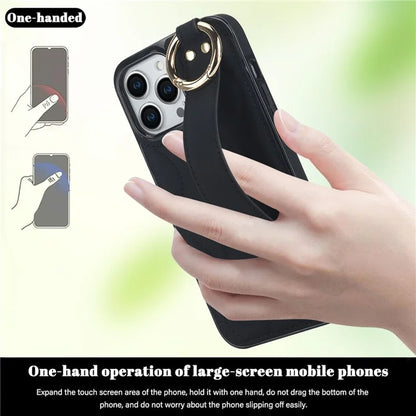 For iPhone 13 Pro Kickstand Case Wave Pattern Anti-Drop PU+TPU Phone Protector