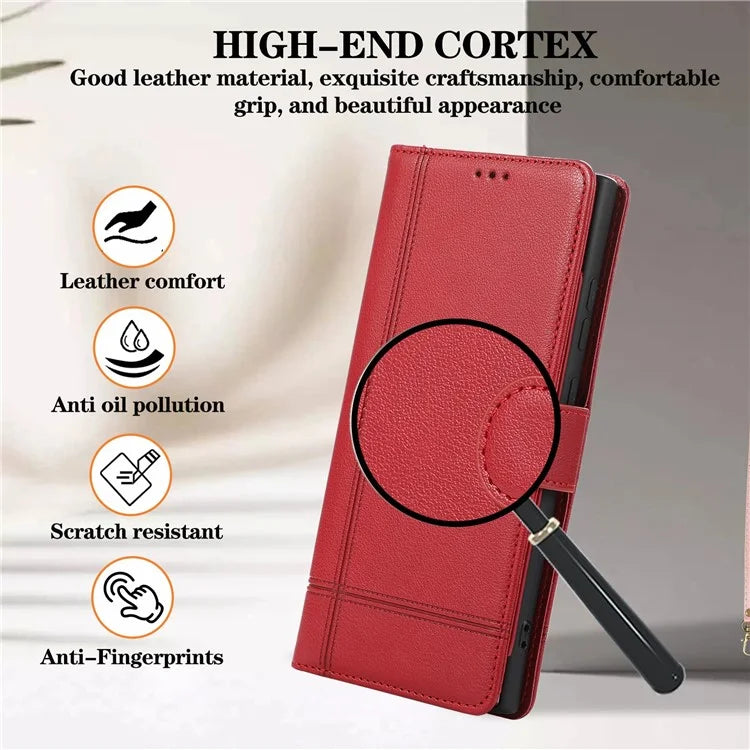 For Samsung Galaxy S24 Ultra Cell Phone Cases Folio Flip Leather Protection Cover with Mirror