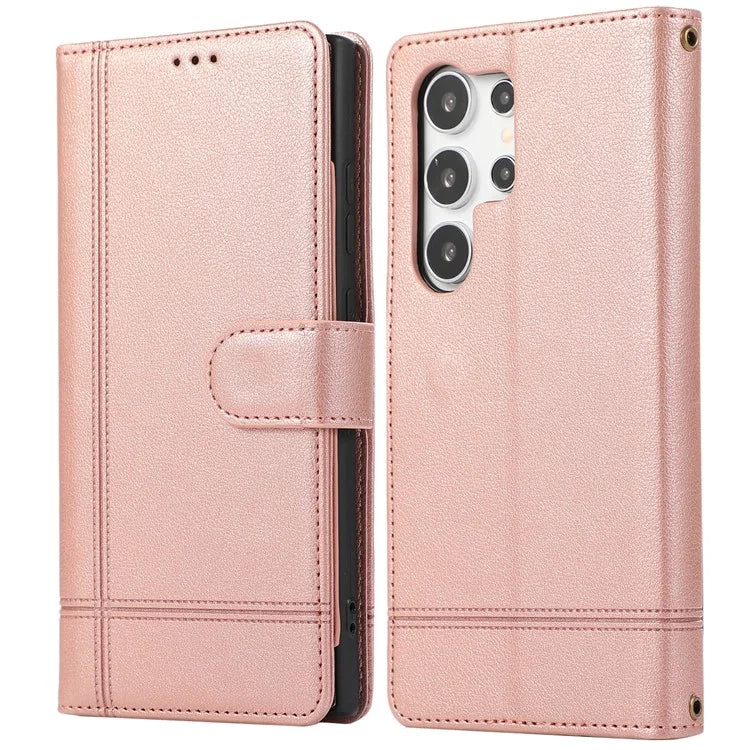 For Samsung Galaxy S24 Ultra Cell Phone Cases Folio Flip Leather Protection Cover with Mirror