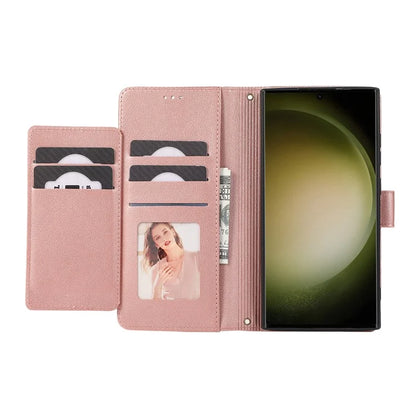 For Samsung Galaxy S24 Ultra Cell Phone Cases Folio Flip Leather Protection Cover with Mirror