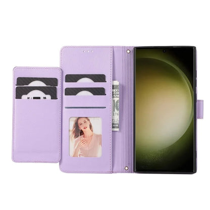 For Samsung Galaxy S24 Ultra Cell Phone Cases Folio Flip Leather Protection Cover with Mirror