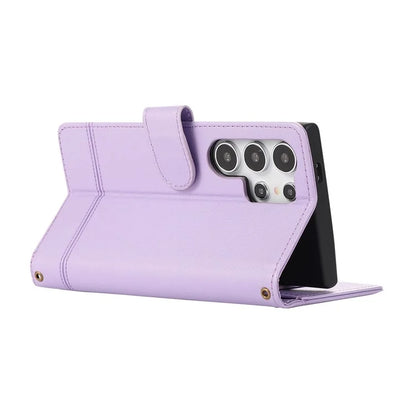 For Samsung Galaxy S24 Ultra Cell Phone Cases Folio Flip Leather Protection Cover with Mirror
