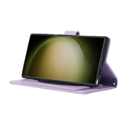 For Samsung Galaxy S24 Ultra Cell Phone Cases Folio Flip Leather Protection Cover with Mirror
