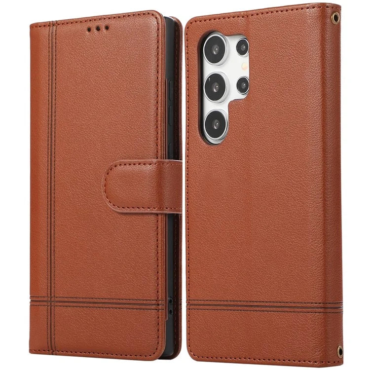 For Samsung Galaxy S24 Ultra Cell Phone Cases Folio Flip Leather Protection Cover with Mirror