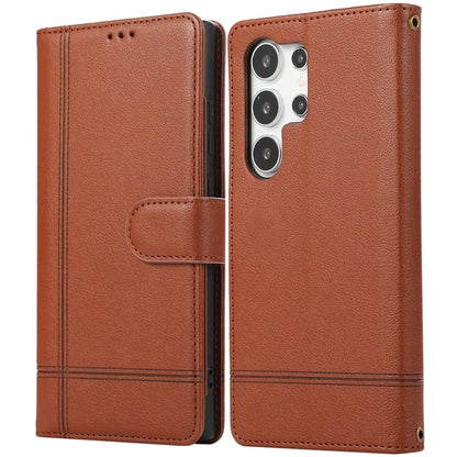 For Samsung Galaxy S24 Ultra Cell Phone Cases Folio Flip Leather Protection Cover with Mirror