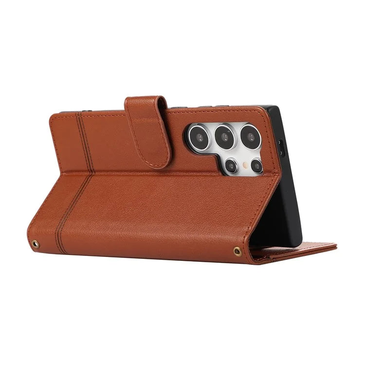 For Samsung Galaxy S24 Ultra Cell Phone Cases Folio Flip Leather Protection Cover with Mirror