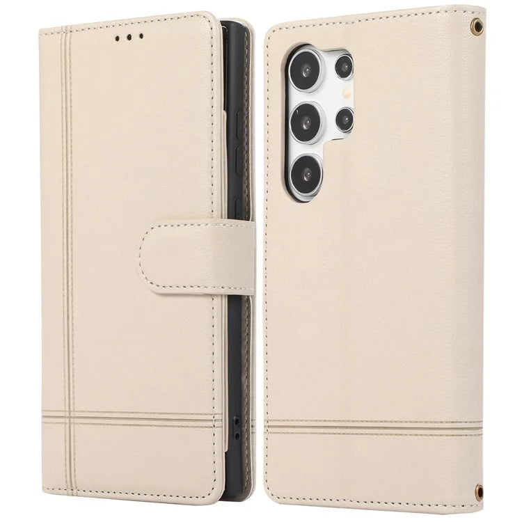 For Samsung Galaxy S24 Ultra Cell Phone Cases Folio Flip Leather Protection Cover with Mirror