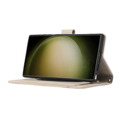 For Samsung Galaxy S24 Ultra Cell Phone Cases Folio Flip Leather Protection Cover with Mirror