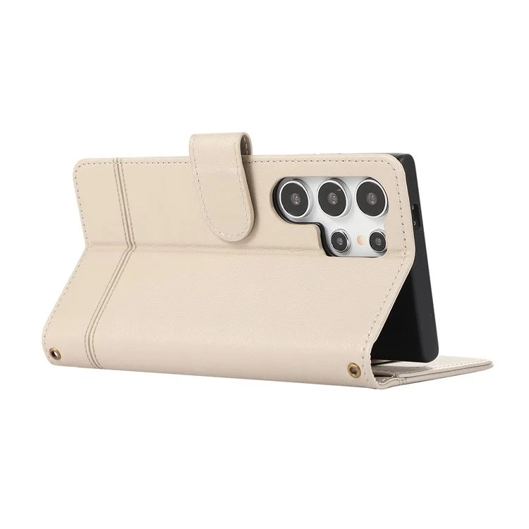 For Samsung Galaxy S24 Ultra Cell Phone Cases Folio Flip Leather Protection Cover with Mirror