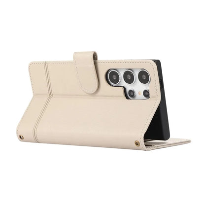 For Samsung Galaxy S24 Ultra Cell Phone Cases Folio Flip Leather Protection Cover with Mirror