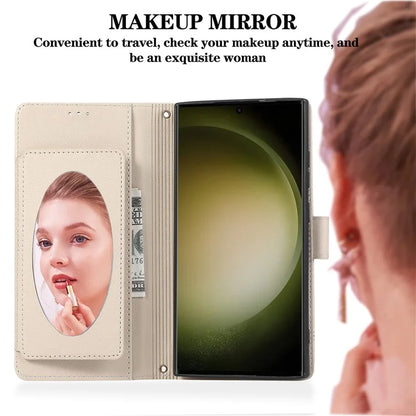 For Samsung Galaxy S24 Ultra Cell Phone Cases Folio Flip Leather Protection Cover with Mirror