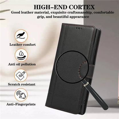 For Samsung Galaxy S24 Ultra Cell Phone Cases Folio Flip Leather Protection Cover with Mirror