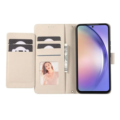 For Samsung Galaxy A54 5G Cell Phone Case Built-in Mirror PU Leather Wallet Stand Anti-drop Cover