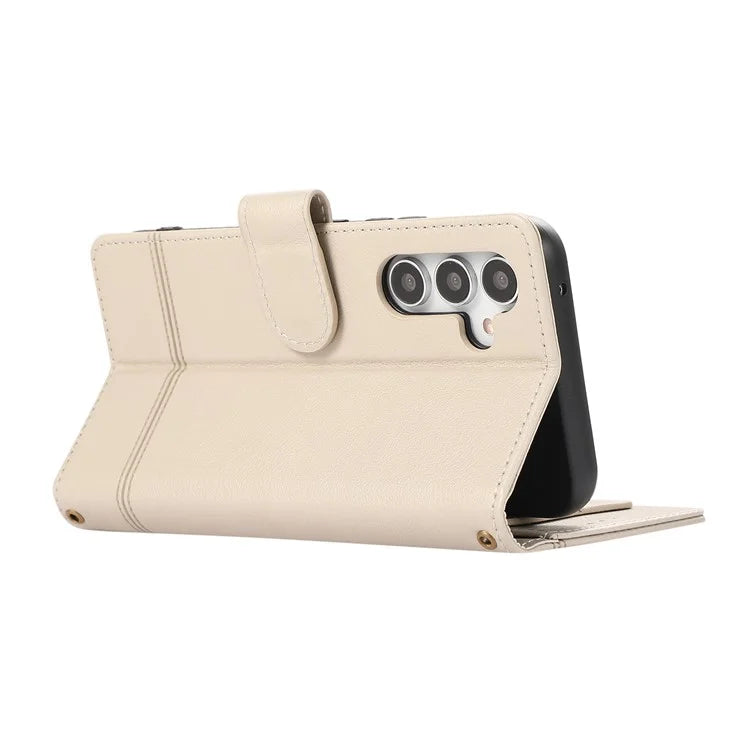 For Samsung Galaxy A54 5G Cell Phone Case Built-in Mirror PU Leather Wallet Stand Anti-drop Cover
