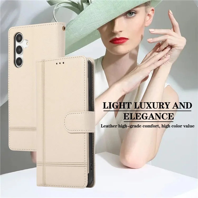 For Samsung Galaxy A54 5G Cell Phone Case Built-in Mirror PU Leather Wallet Stand Anti-drop Cover