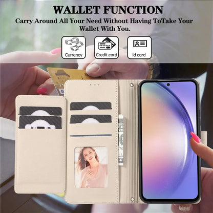 For Samsung Galaxy A54 5G Cell Phone Case Built-in Mirror PU Leather Wallet Stand Anti-drop Cover