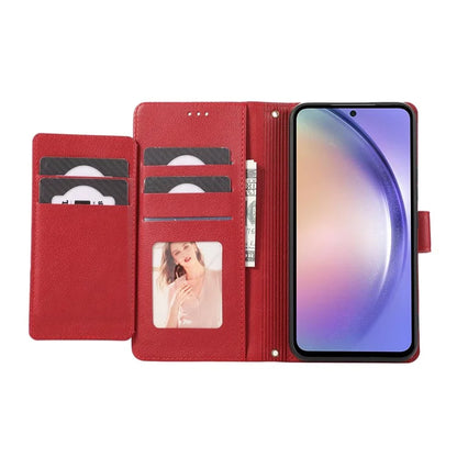 For Samsung Galaxy A54 5G Cell Phone Case Built-in Mirror PU Leather Wallet Stand Anti-drop Cover