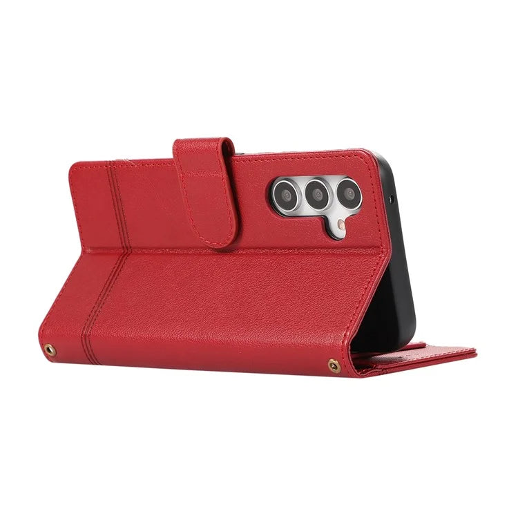 For Samsung Galaxy A54 5G Cell Phone Case Built-in Mirror PU Leather Wallet Stand Anti-drop Cover
