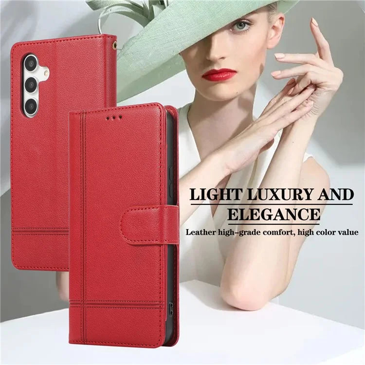 For Samsung Galaxy A54 5G Cell Phone Case Built-in Mirror PU Leather Wallet Stand Anti-drop Cover