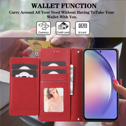 For Samsung Galaxy A54 5G Cell Phone Case Built-in Mirror PU Leather Wallet Stand Anti-drop Cover