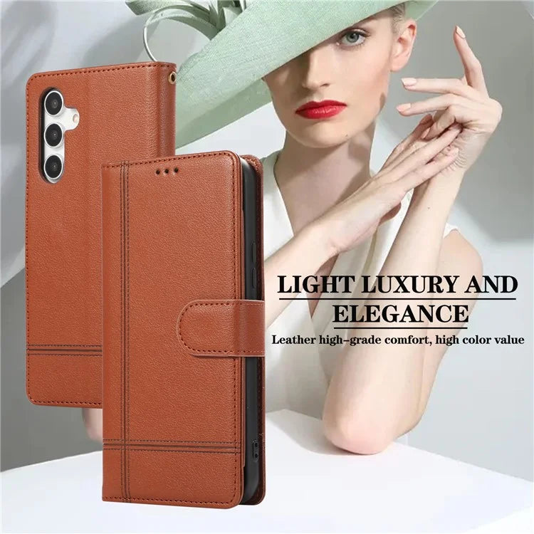 For Samsung Galaxy A54 5G Cell Phone Case Built-in Mirror PU Leather Wallet Stand Anti-drop Cover