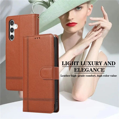 For Samsung Galaxy A54 5G Cell Phone Case Built-in Mirror PU Leather Wallet Stand Anti-drop Cover