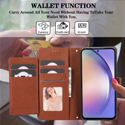 For Samsung Galaxy A54 5G Cell Phone Case Built-in Mirror PU Leather Wallet Stand Anti-drop Cover