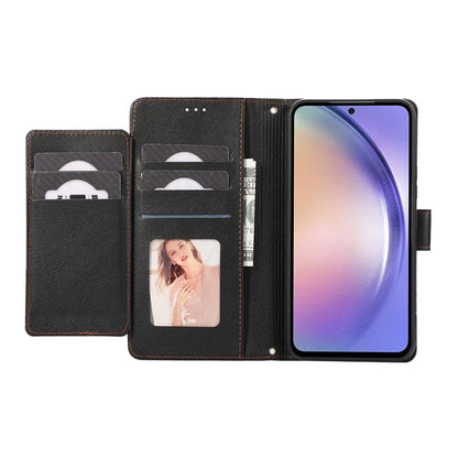 For Samsung Galaxy A54 5G Cell Phone Case Built-in Mirror PU Leather Wallet Stand Anti-drop Cover