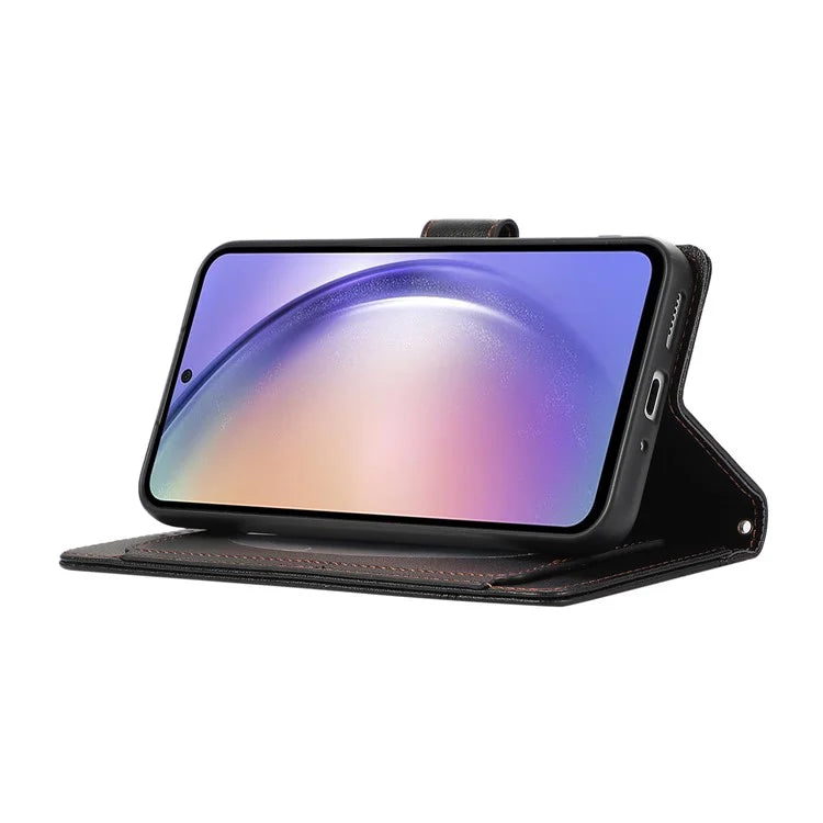For Samsung Galaxy A54 5G Cell Phone Case Built-in Mirror PU Leather Wallet Stand Anti-drop Cover
