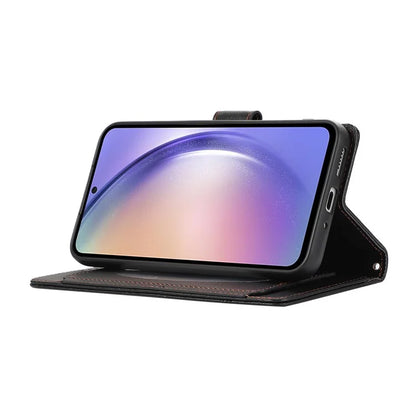 For Samsung Galaxy A54 5G Cell Phone Case Built-in Mirror PU Leather Wallet Stand Anti-drop Cover