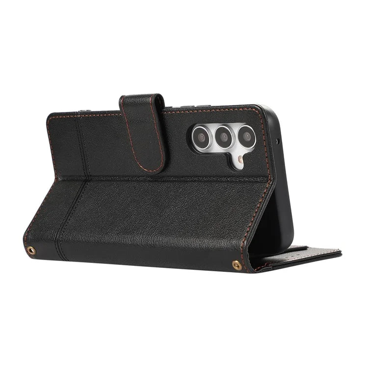 For Samsung Galaxy A54 5G Cell Phone Case Built-in Mirror PU Leather Wallet Stand Anti-drop Cover