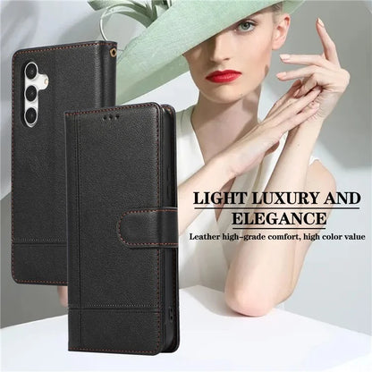 For Samsung Galaxy A54 5G Cell Phone Case Built-in Mirror PU Leather Wallet Stand Anti-drop Cover